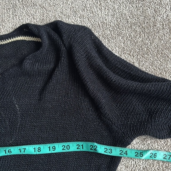 Armani Jeans Navy black contrast Futuristic Linen Mesh long sleeve Sweater XXL - Picture 11 of 15